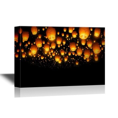 Home decoration Lanterns Flying in the Sky in the Night digital printing canvas