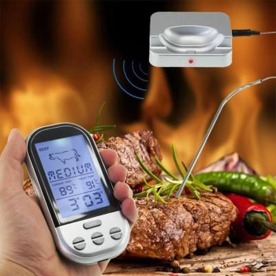 Wireless Remote Digital Cooking Food Meat Thermometer For Smoker Grill Oven BBQ