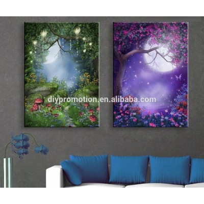 The Wall Art LED fiber painting Canvas Prints for Home Decorations, 2 Panels Light painting-River night view,2pcs,19.7"27.5"